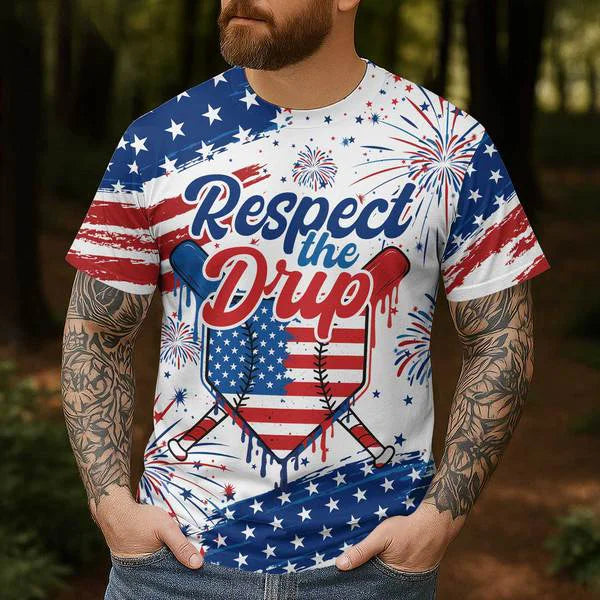 Respect The Drip Independence Day shirt, 4th of July Shirts - Custom Text, Custom Number - Baseball Shirts For Baseball Lovers