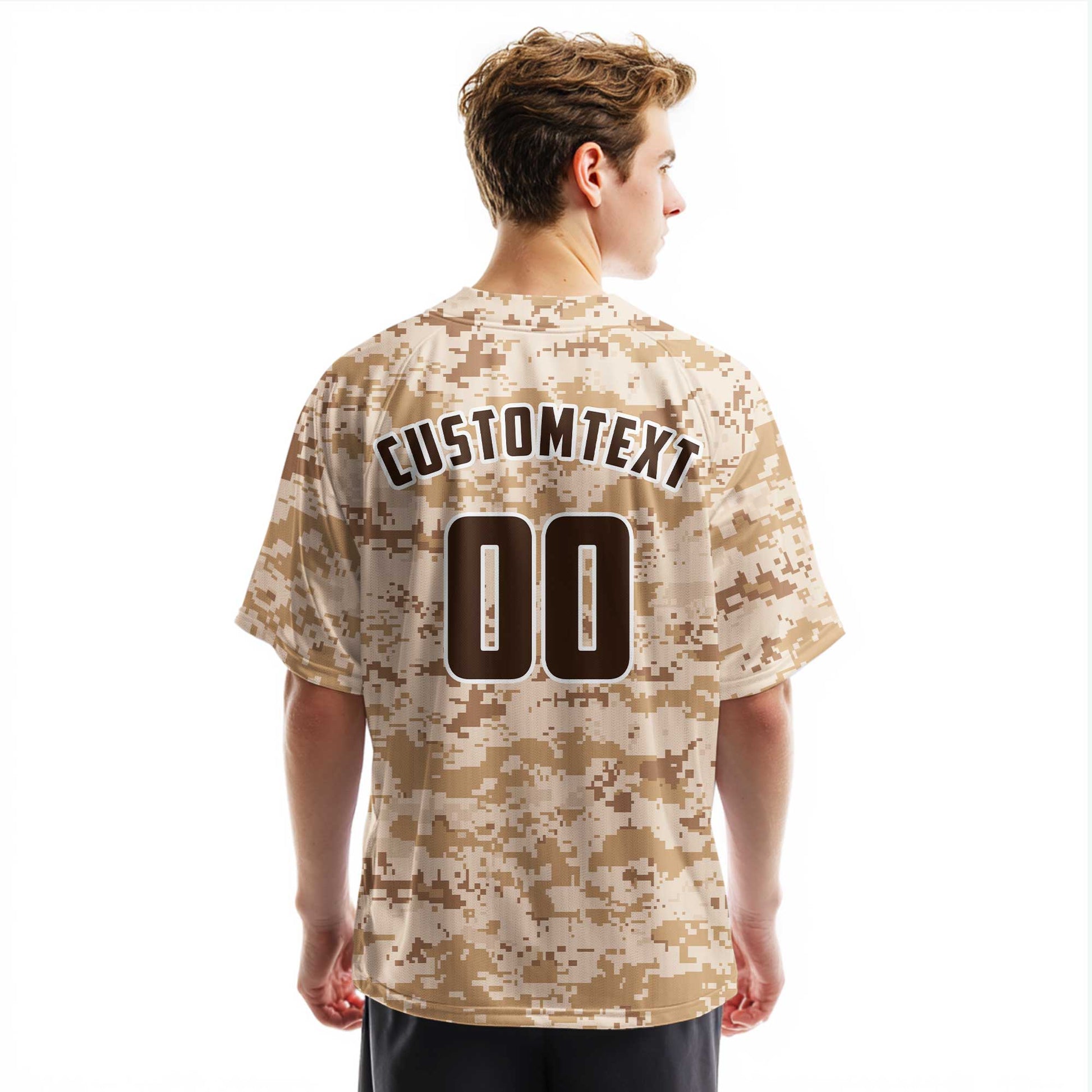 Custom Sand Camouflage Pattern Baseball Jersey