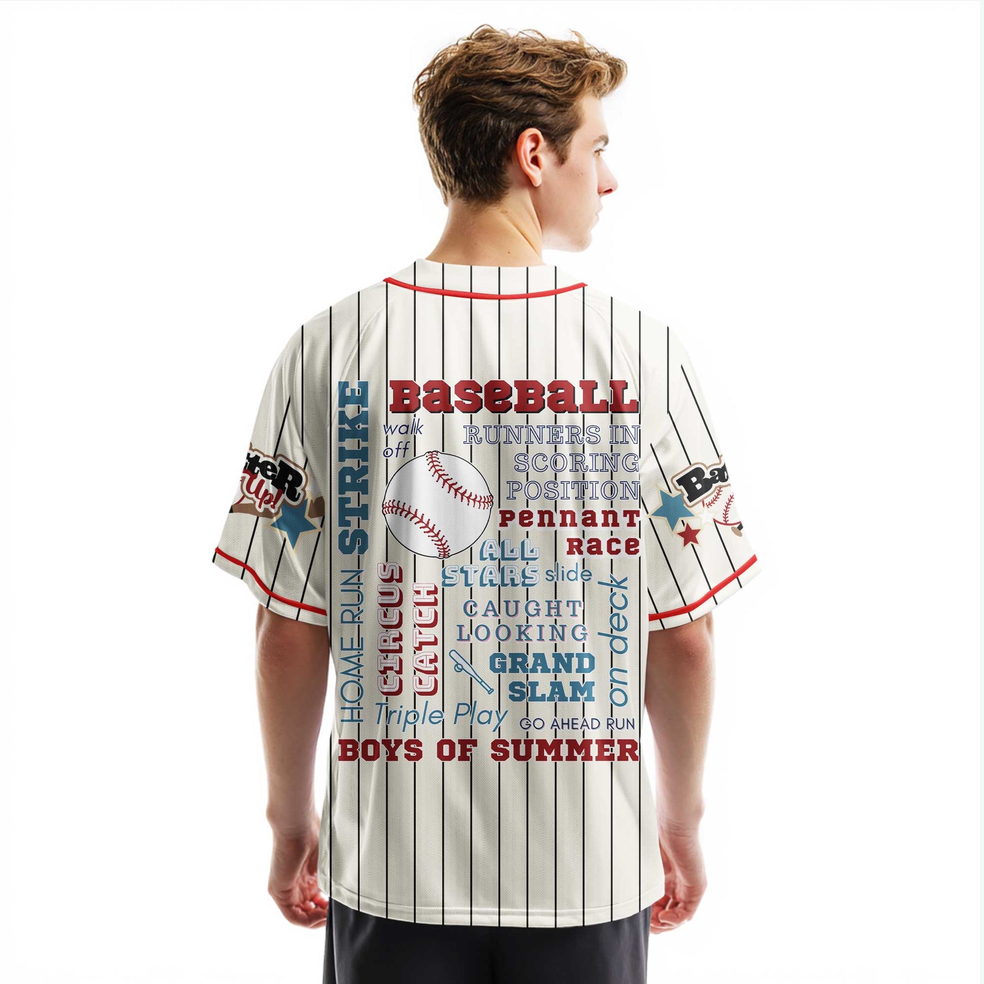 Baseball Slangs - Custom Cream Red Blue Baseball Jersey