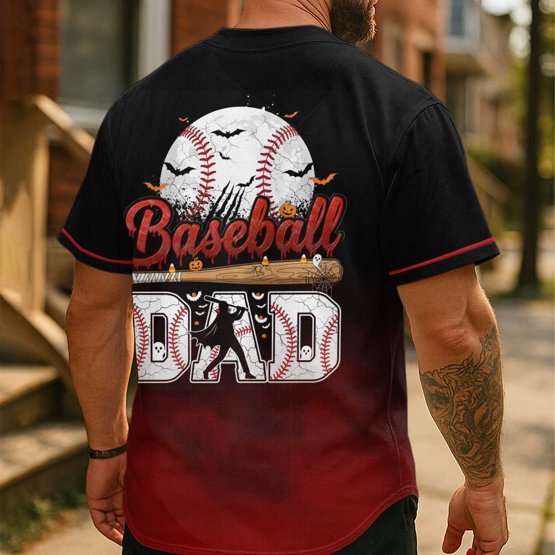 Baseball Dad - Custom Black Halloween Baseball Jersey