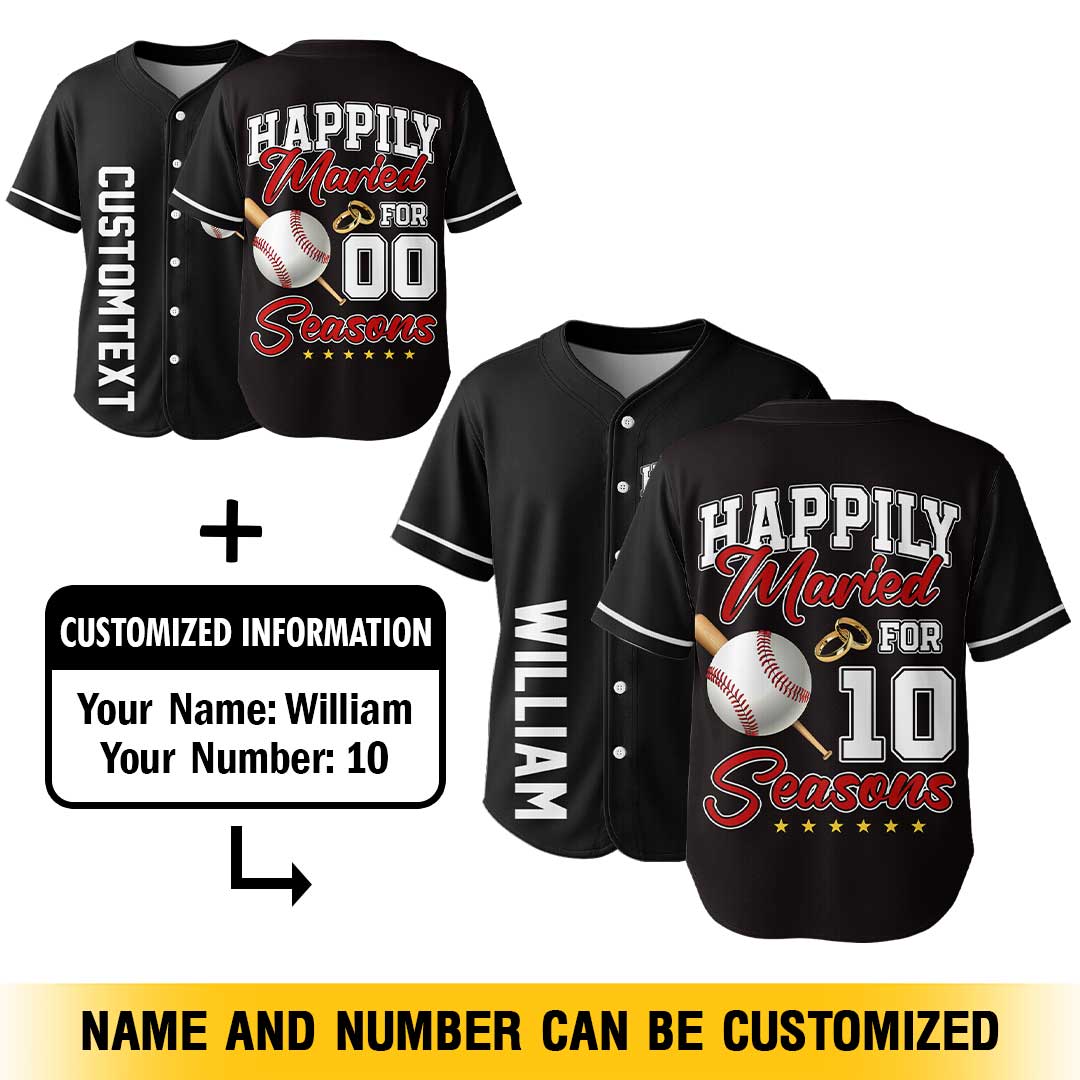 Happily Married - Custom Couple Baseball Jersey